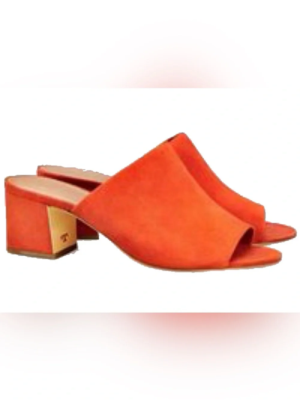 Tory Burch VGUC Salinas Suede Slide Heels Orange Size 8